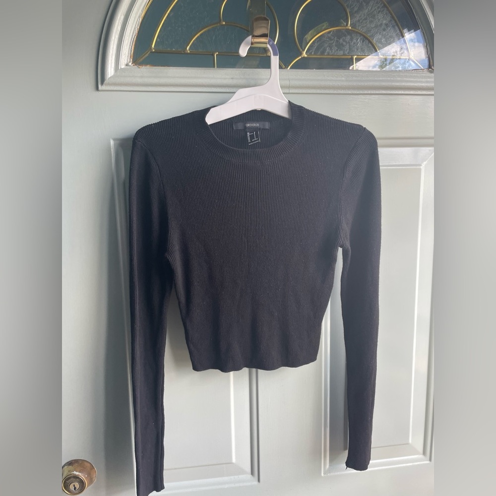 Womens ladies small ribbed long sleeve black sweater top shirt